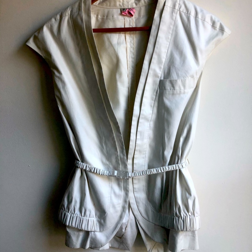 Silk Modern White Vest by Wayne